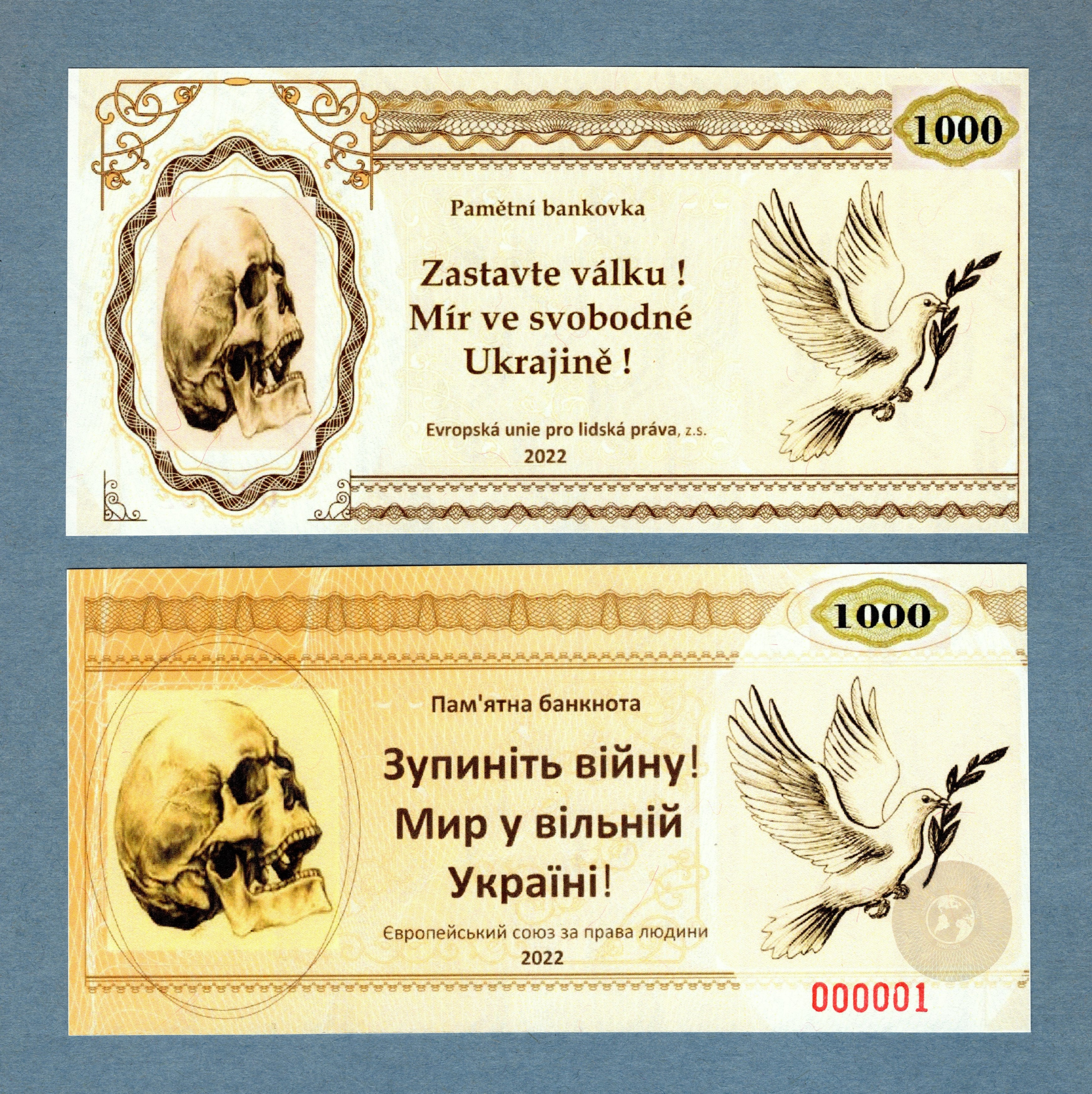 Pamětní bankovka - zastavte válku na Ukrajině ! Chceme mír !